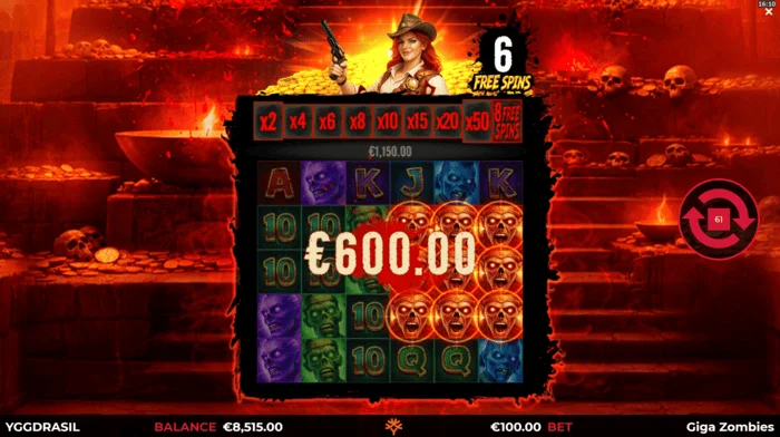 Giga Zombies - печалба по време на Free Spins